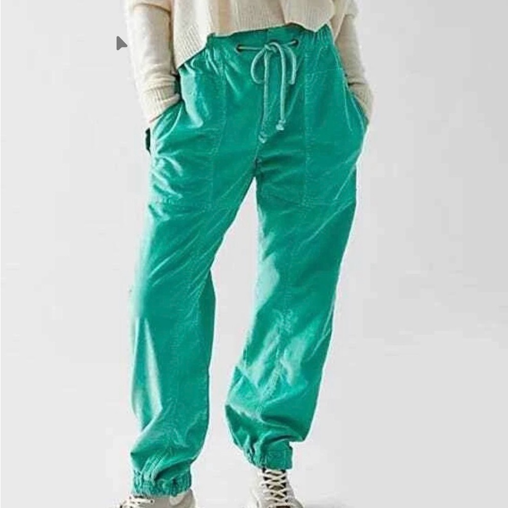 We The Free Angelo Pull On Cord Jogger Corduroy Waist Tie Snap Cuffs Green Pants - Picture 13 of 13